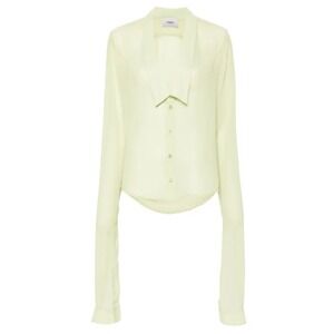 Coperni Light Green Sheer open collar shirt Size 34/4. NWT